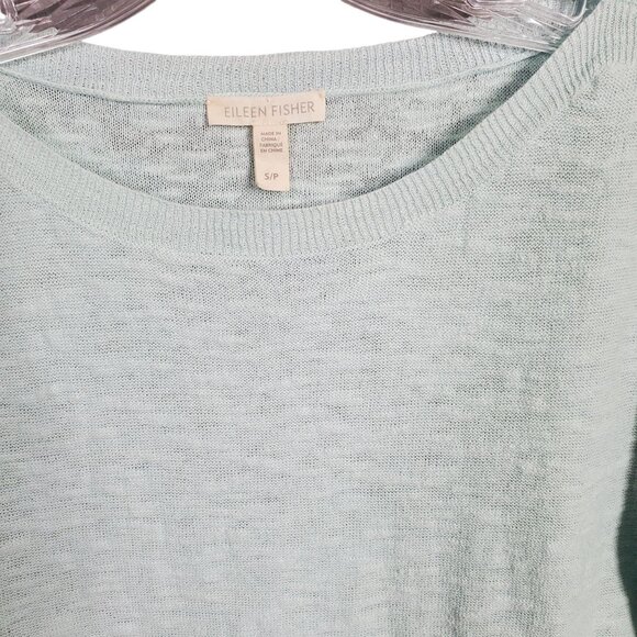 Eileen Fisher Size S Sweater Organic Linen Cotton Light Aqua Sustainable Airy - Picture 7 of 10